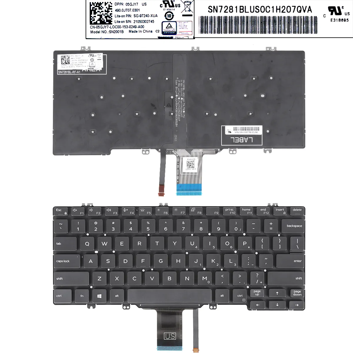 Picture of Dell 7300 5300 5310 BLACK(Backlit,win8)